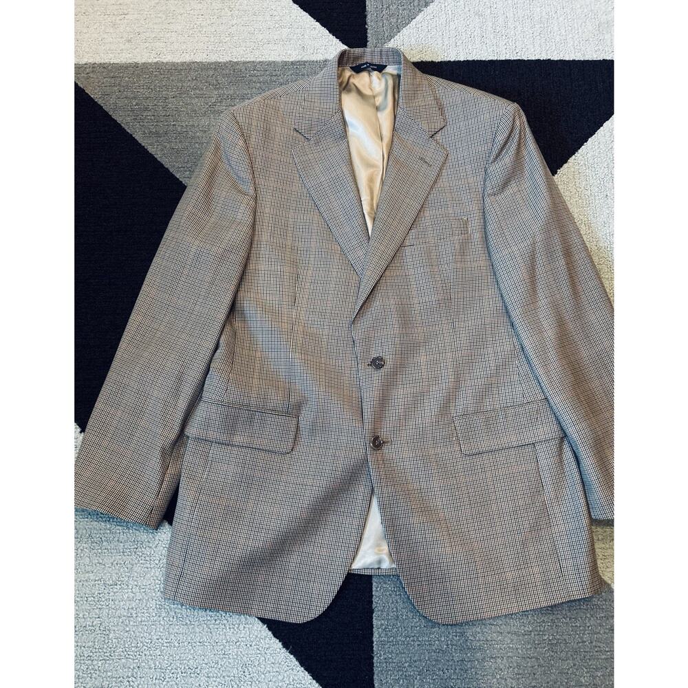 Brooks Brothers Sport Coat Blazer Mens 39R Brown Glen Plaid Worsted‎ Wool Jacket